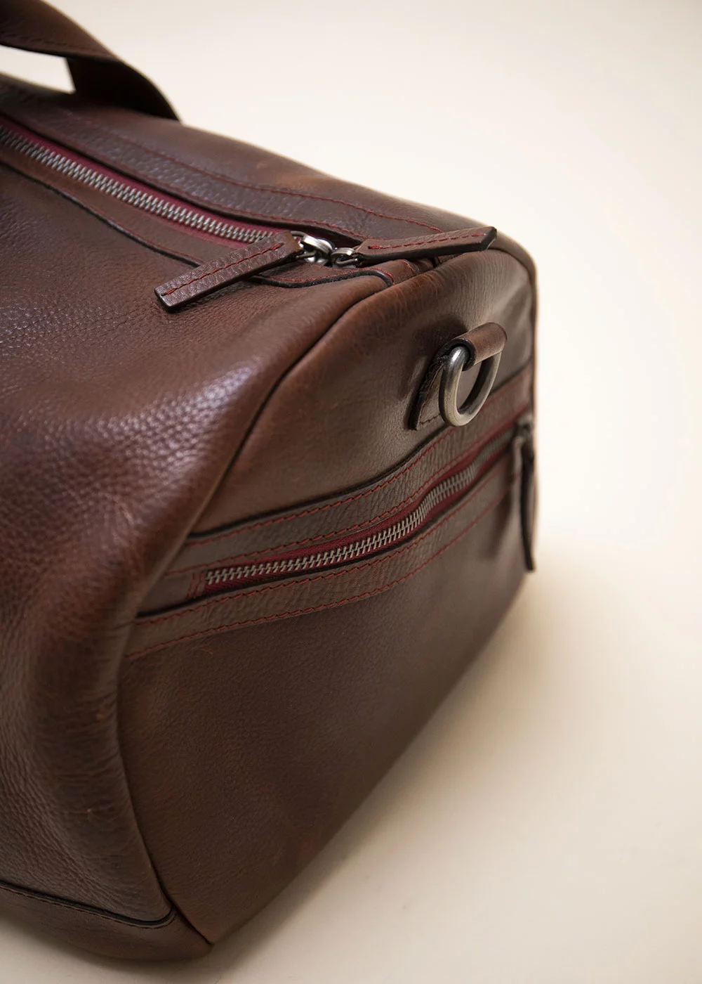 POLOCHON SOHO ZIP ROUGE CUIR MARRON