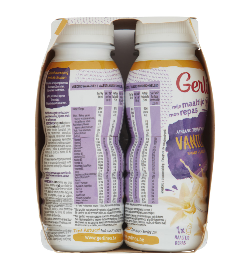 Gerlinéa Afslank Drinkmaaltijd Vanille smaak 4-pack (4 x 236 ml)