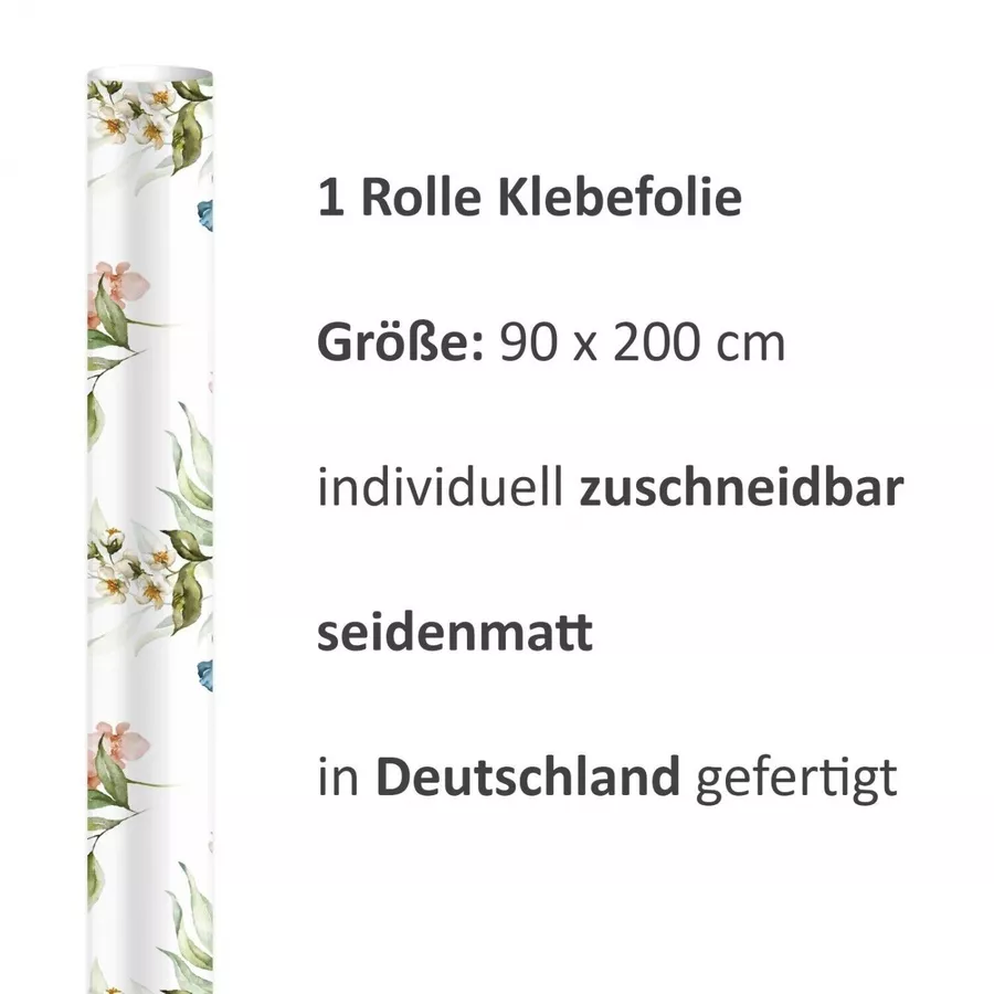Nikima Klebefolie KF-08 selbstklebende Folie – Floral Blumen Klebefolie bunt
