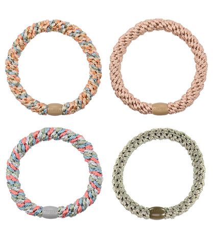 Kknekki Elastikker - 4-pak -  Grøn/Multi/Glimmer/Beige