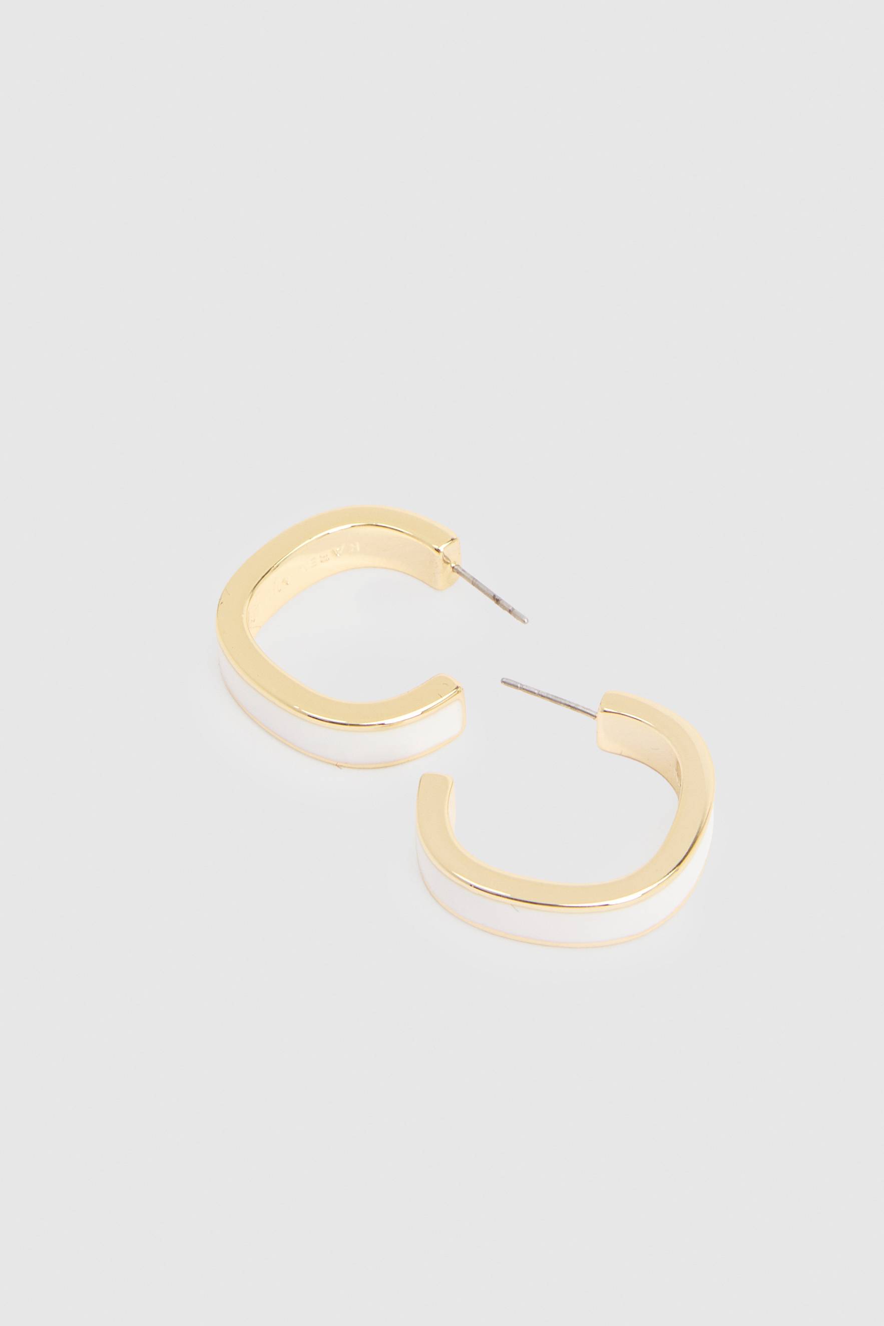 KarenMillen Boucles D'oreilles Créoles Blanches Émaillées