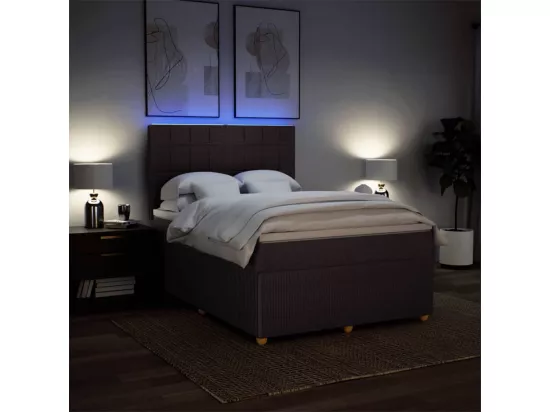 Sommier à lattes de lit avec matelas Marron foncé 140x190 cm