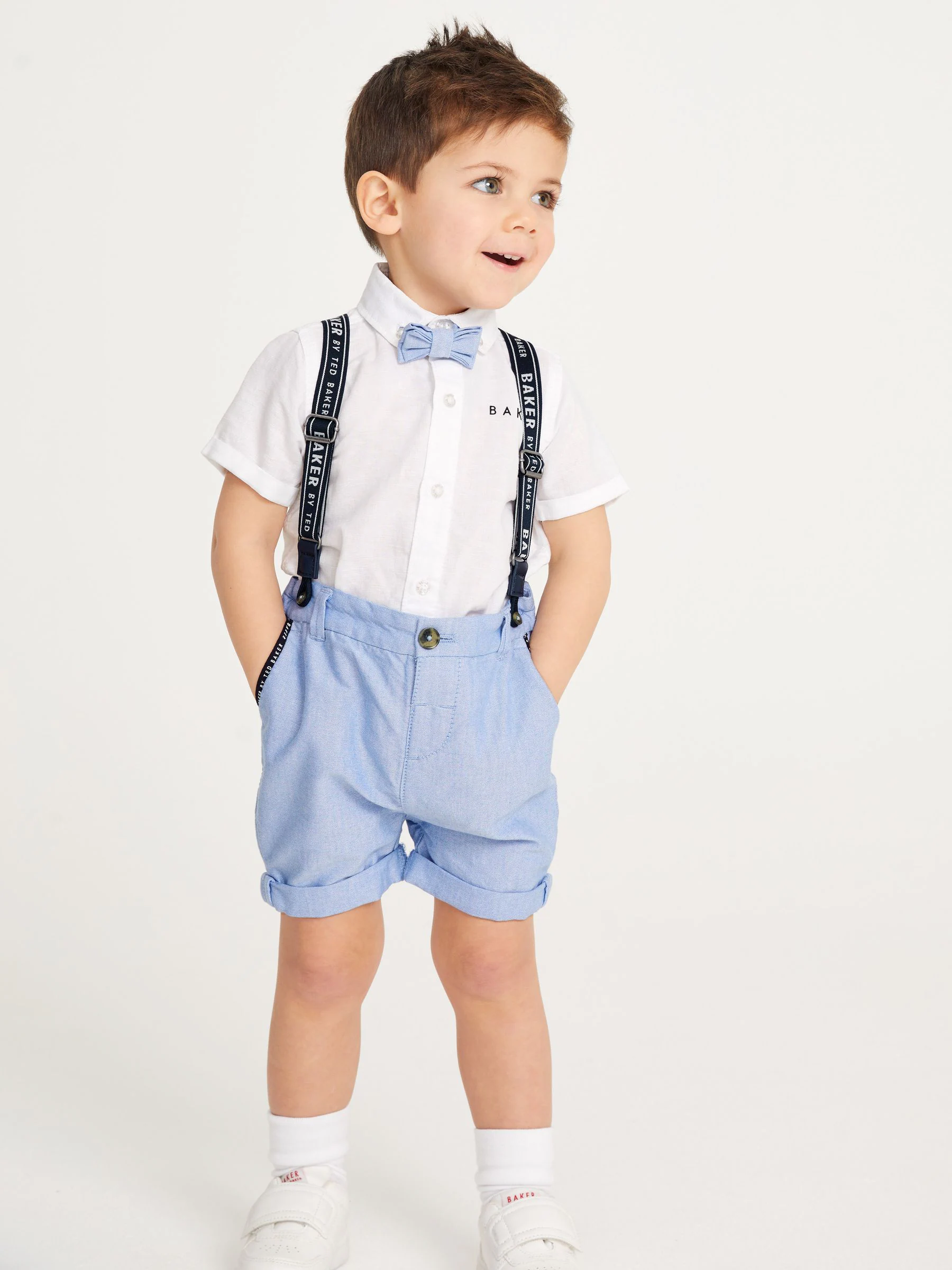 Marineblauw/wit - Baker by Ted Baker 3 -delig set van overhemd, short en bretels