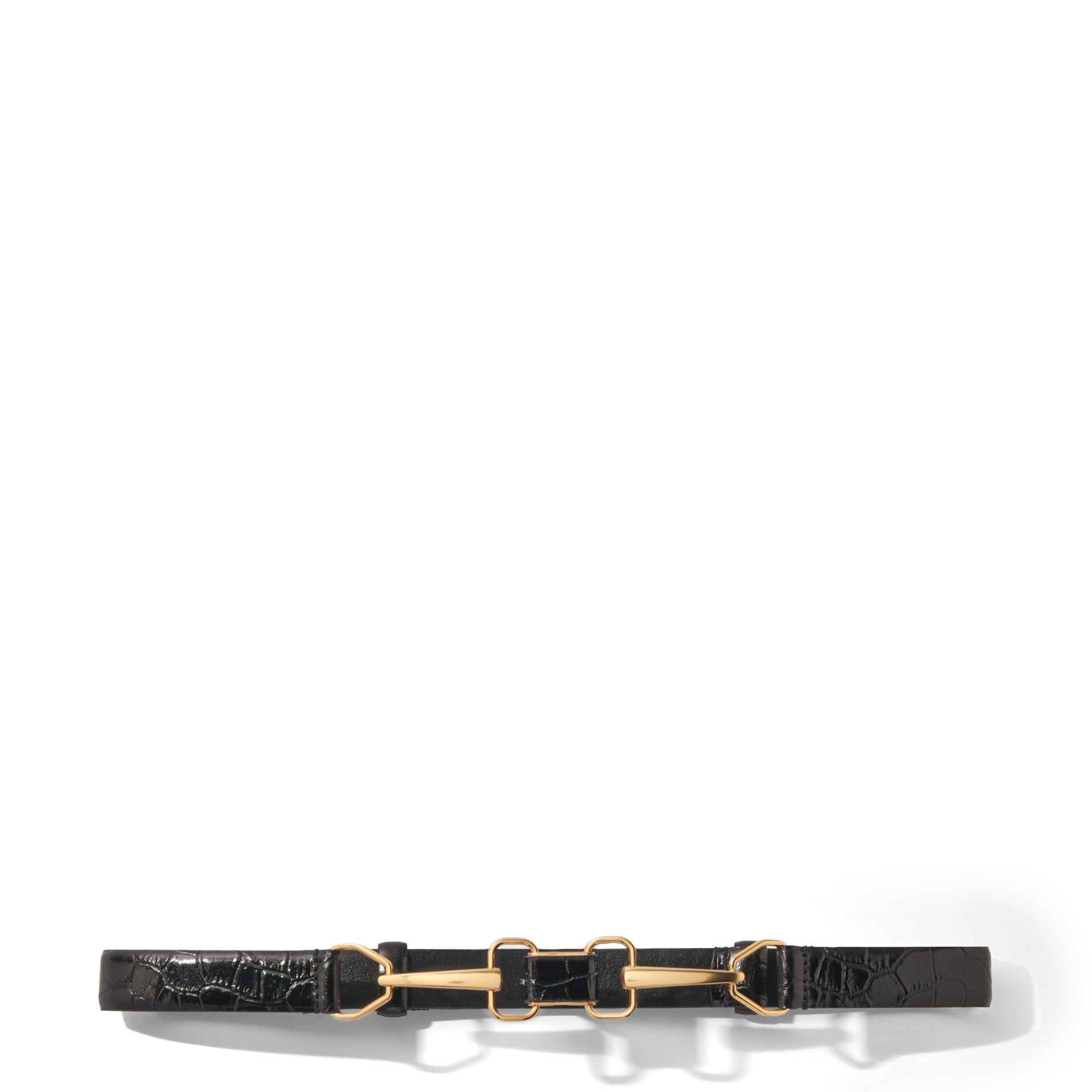 Ceinture en cuir effet croco| Noir