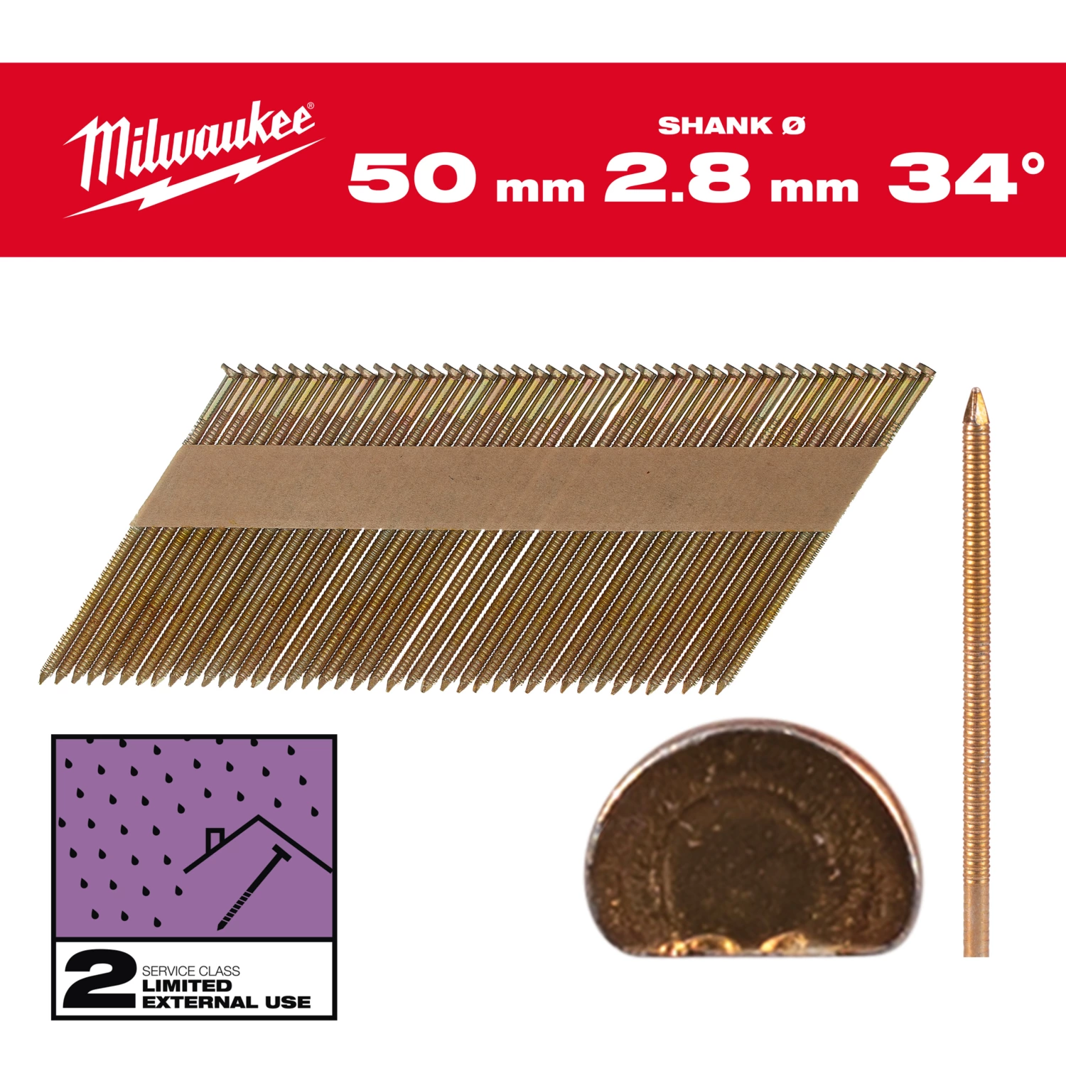 Milwaukee 4932492606 Nagels D-kop 34 50mm/RS/G/SC2-2,2kpc