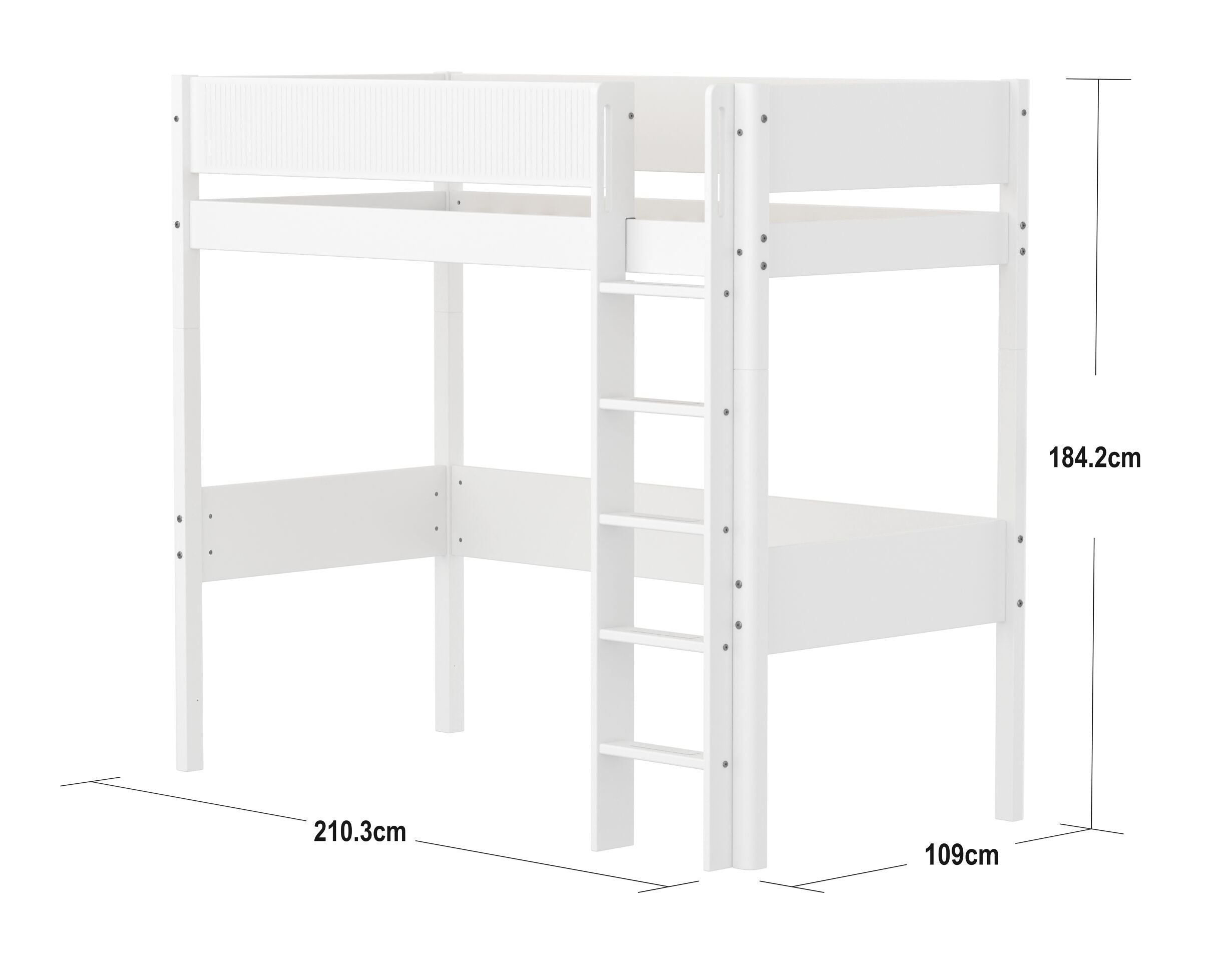 Flexa WHITE Hochbett - Weiss / B: 109.0 cm x T: 210.0 cm x H: 184.0 cm