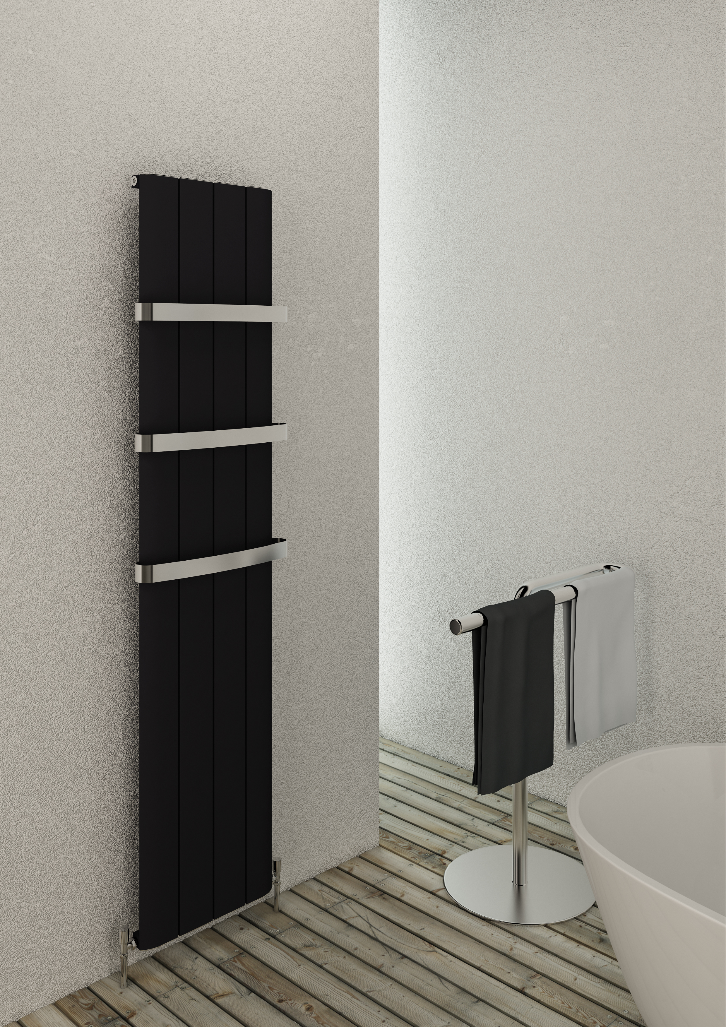 Eastbrook Peretti verticale aluminium radiator 180x37,5cm Mat zwart 1264 watt