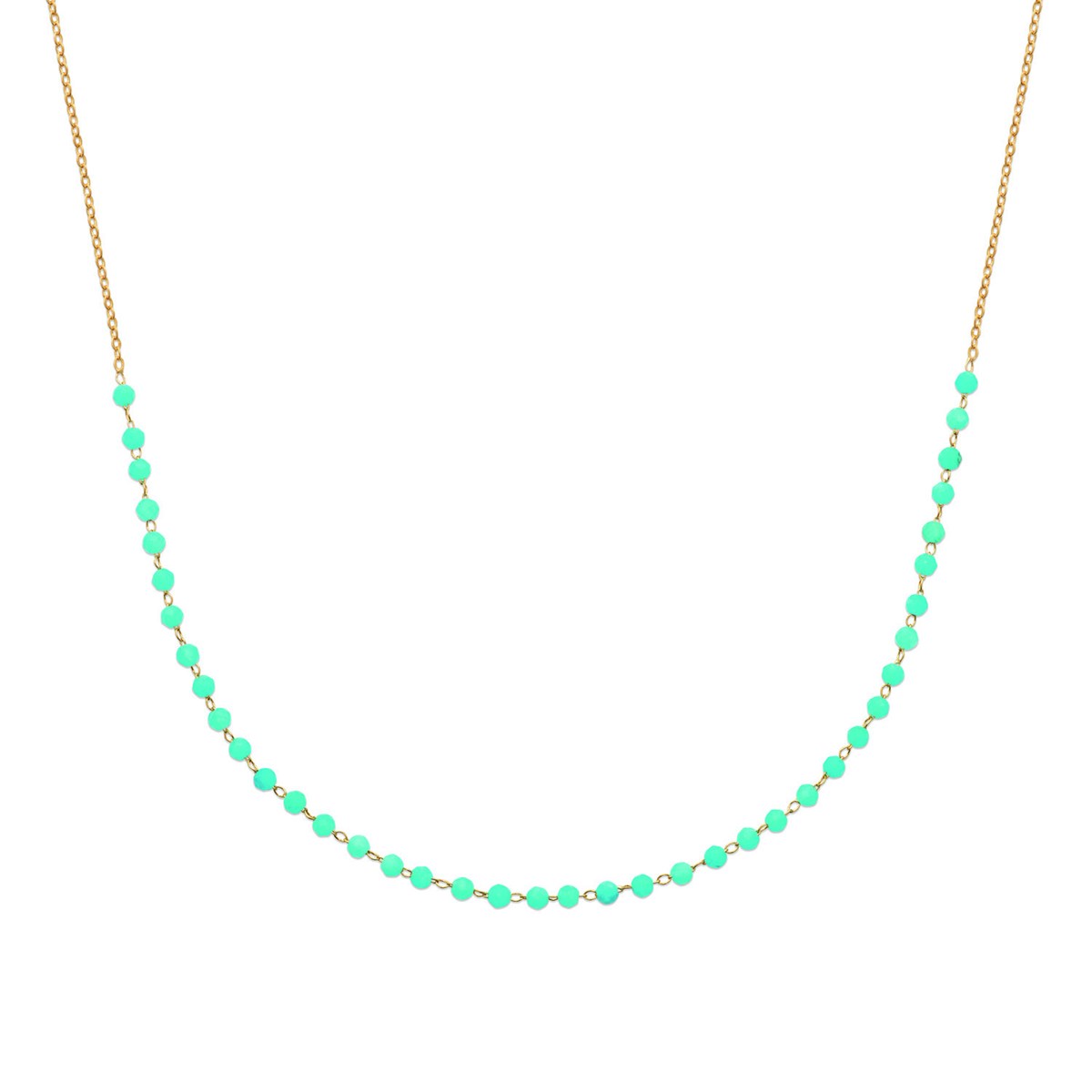 Collier Brillaxis doré perles bleu turquoise