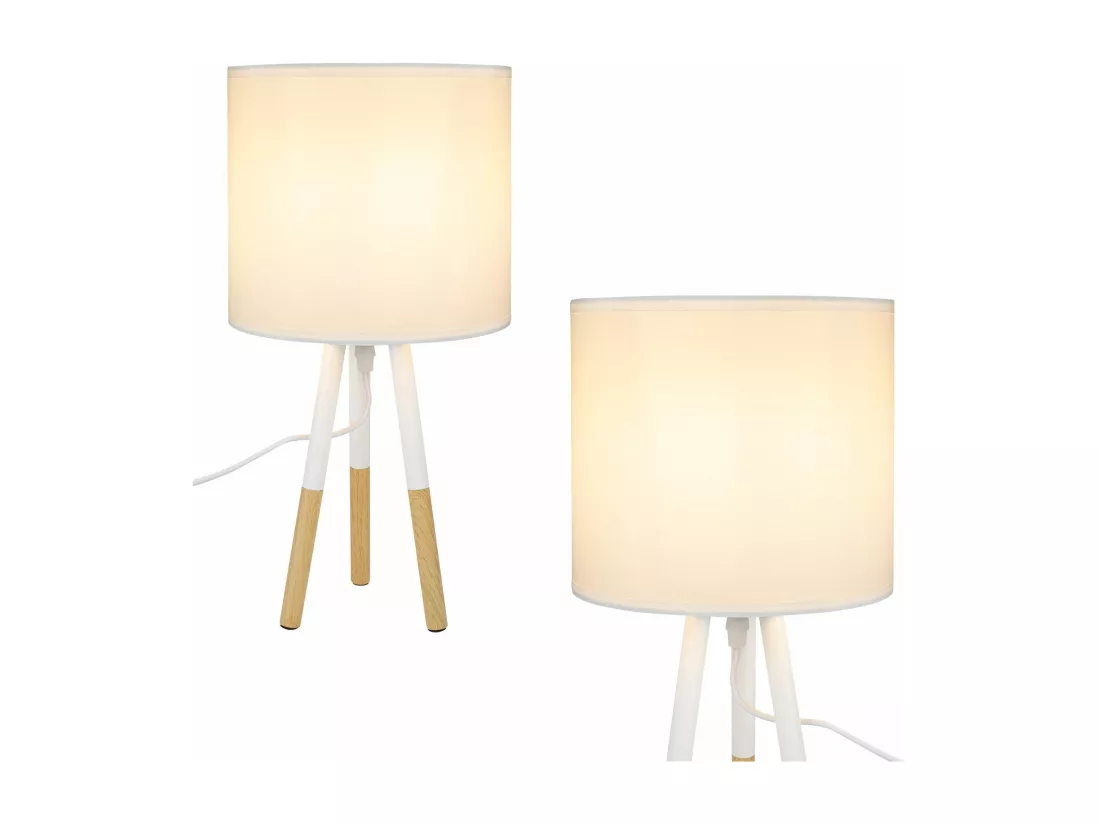 NETTLIFE Lampe de chevet Set de 1 lampes de table Moderne - Lampe de table Salon avec abat-jour en tissu Douille E27 Max. 40W Blanc