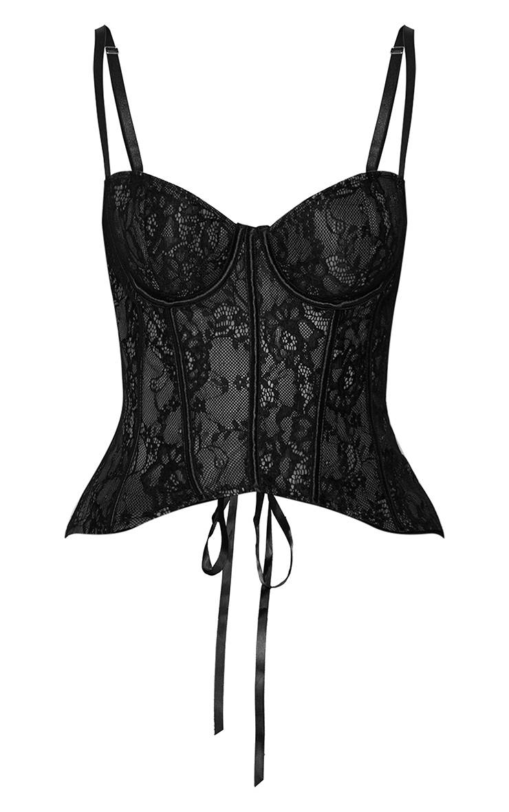 Noir Corset En Dentelle À Laçage Dos Avec Bonnets Pleins Coupe Shape