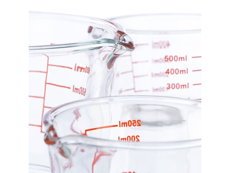 relaxdays Messbecher 3 Stück Glasmessbecher Set