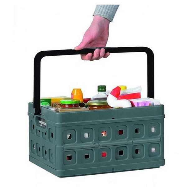 Sunware Square vouwkrat - 24 l - met extra handgreep - antraciet/zwart
