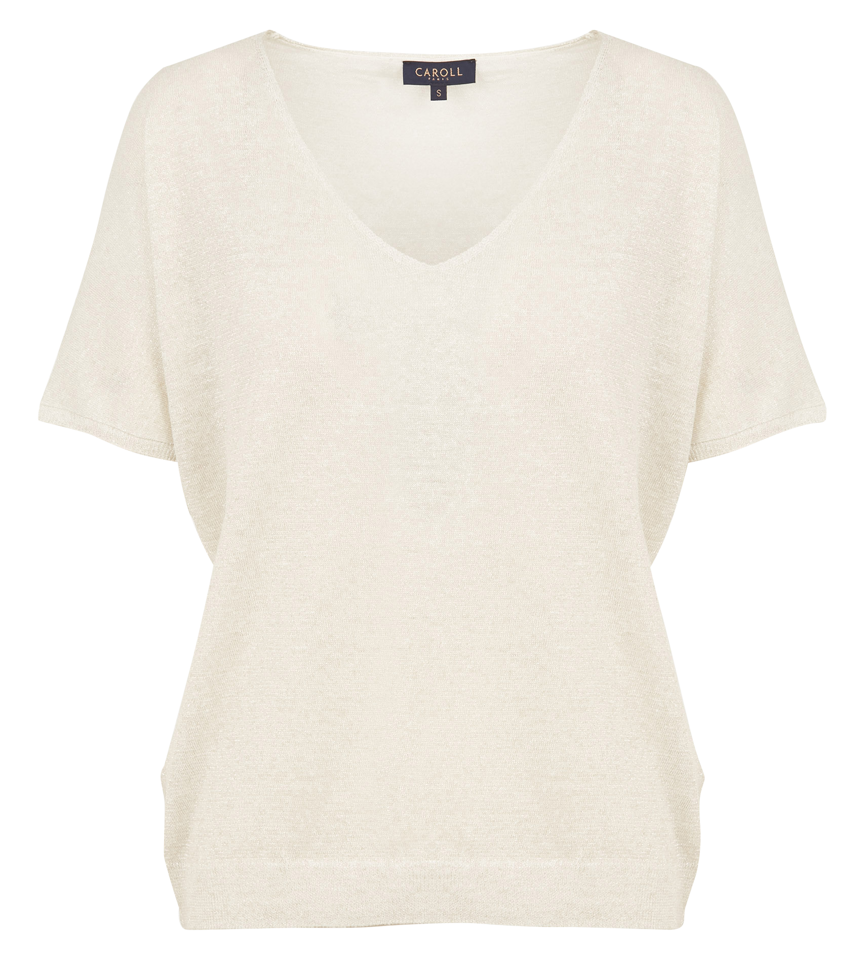 MILANEL - Top ample col V en lin mélangé | Beige