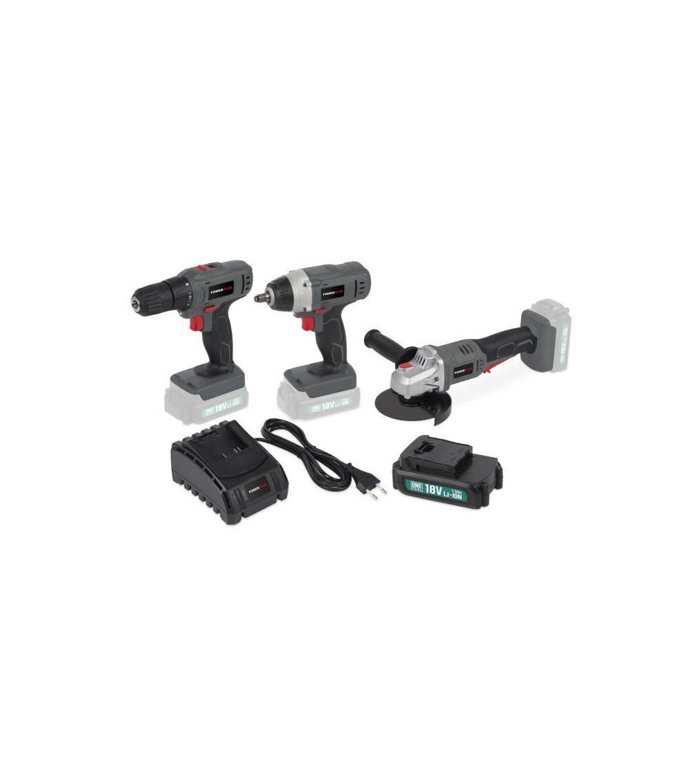 Perceuse/visseuse + meuleuse d'angle + clé a choc + batterie + chargeur 18v