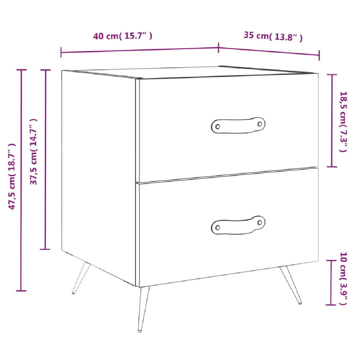 vidaXL Tables de chevet - Gris béton