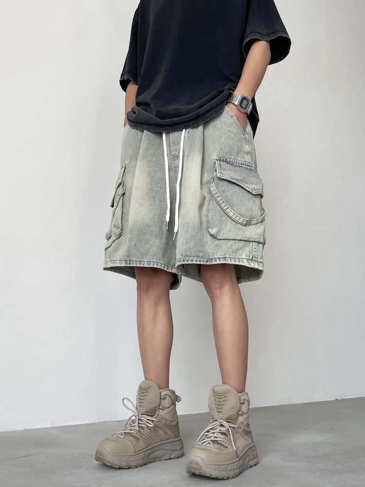 Breeson - Denim shorts met trekkoord in de taille en zakdetail