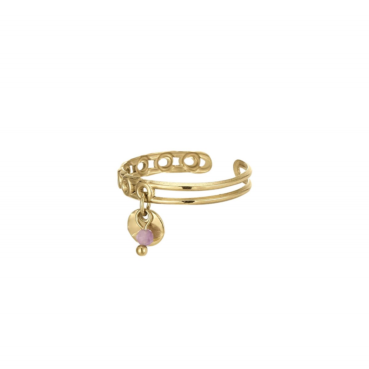 Bague Olia acier doré or et pierre