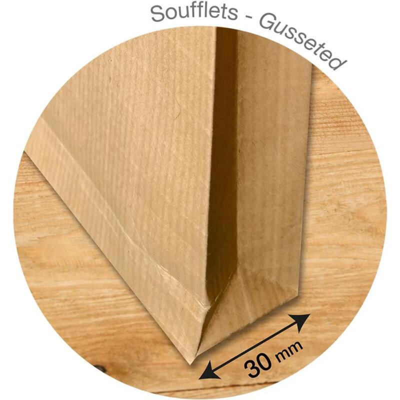 Paquet de 5 Pochettes Kraft Armé Brun C4-229x324 mm avec Soufflet de 30 mm - Auto-Adhésives - 130g/m2 - Kraft