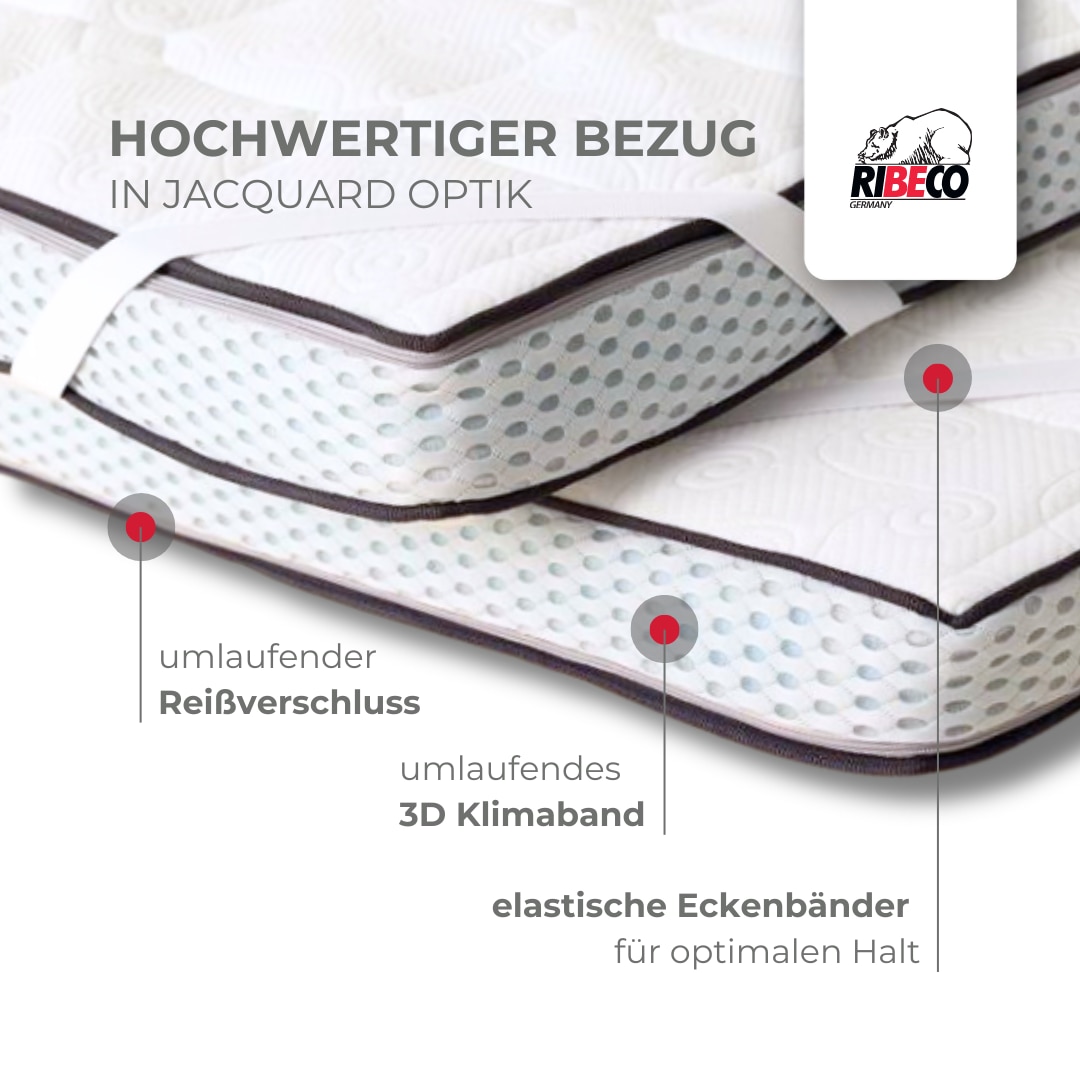RIBECO Topper »Aaron, Topper 90x200 cm,180x200 cm« Matratze, Boxspringbett geeignet, ergonomisch, Made in EU