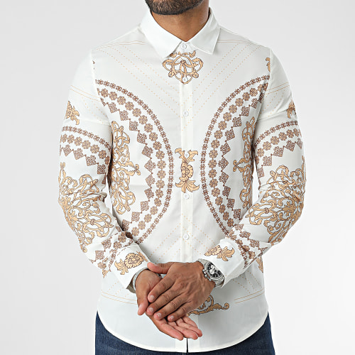 Chemises Manches Longues Blanc Beige Renaissance