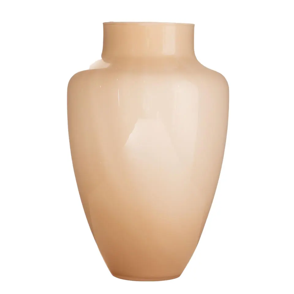 Hakbijl Glass Bloemenvaas Olaf - Beige/geel - glas - D24 x H37 cm