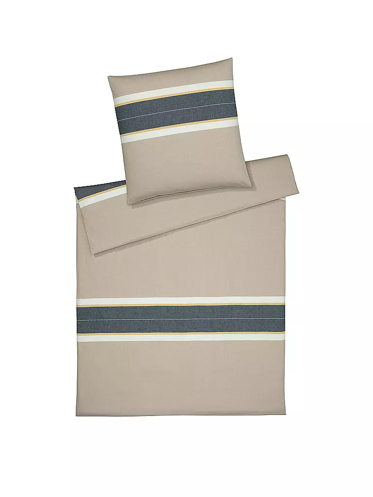 ELEGANTE Flanell Bettwäsche WHITMAN 70x90cm/140x200cm Beige Beige/Grau beige