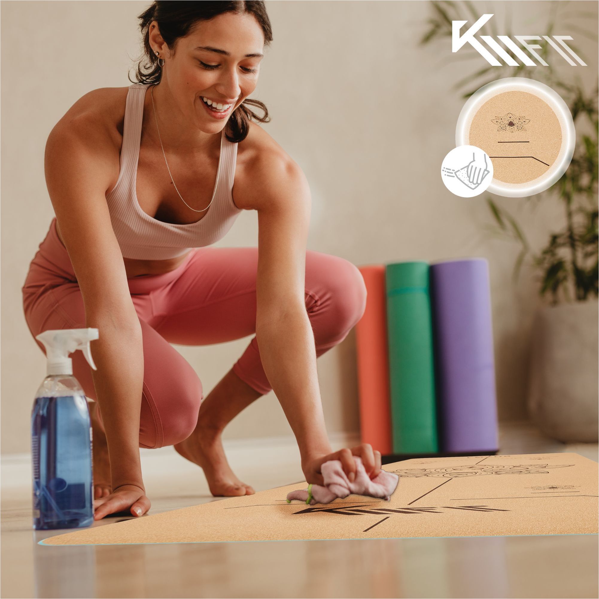 KM-Fit Tpe Yogamatte 183 x 61 cm Minz Grün