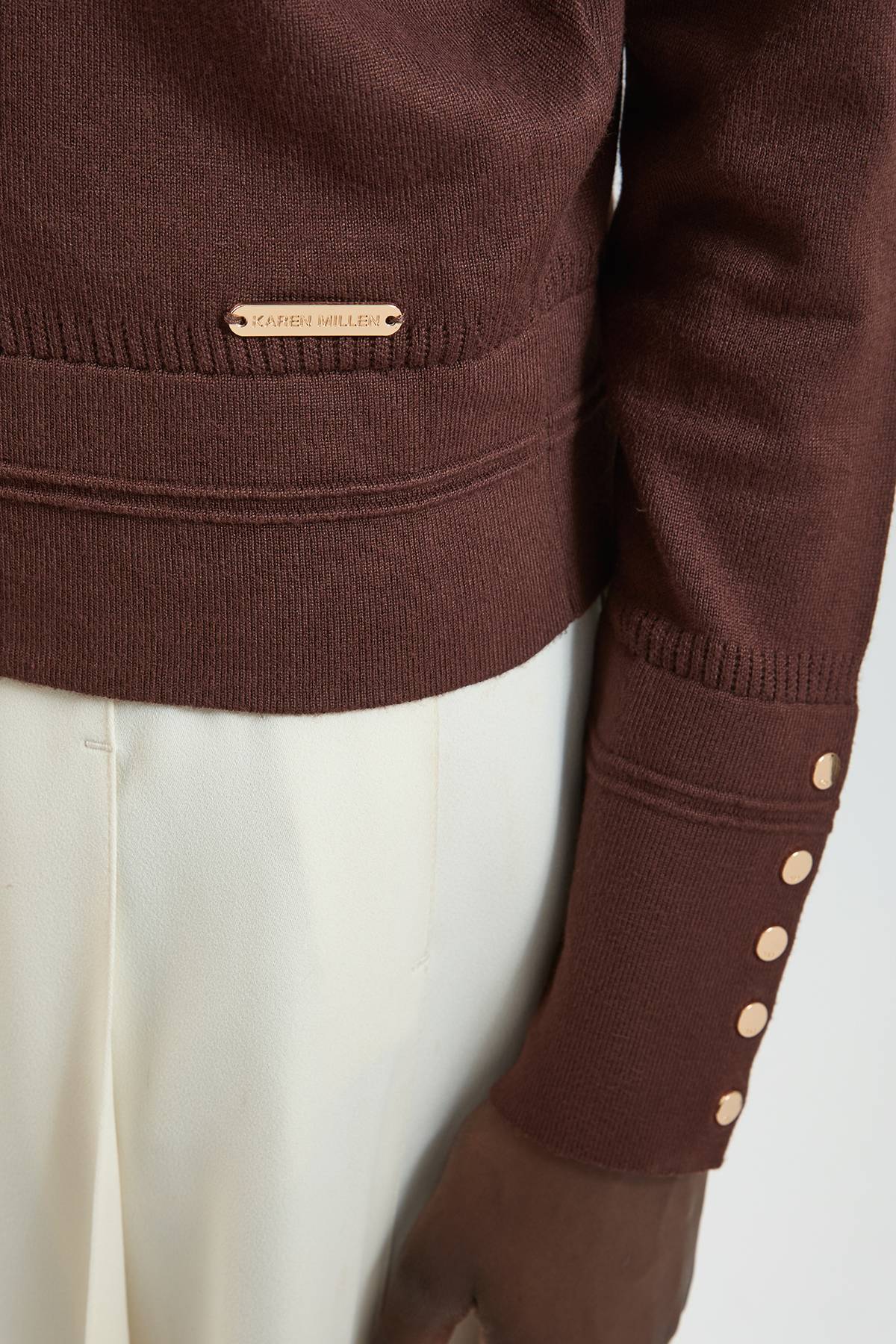 KarenMillen Synthétiquell En Maille À Col V Avec Détail De Points Tricotés Et Manches Longues En Mélange De Viscose Forever