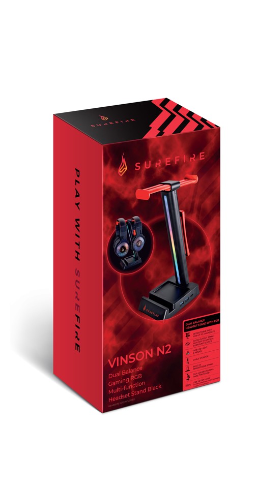 SUREFIRE - Vinson N2 Dual Gaming RGB MF Headset Stand, Black