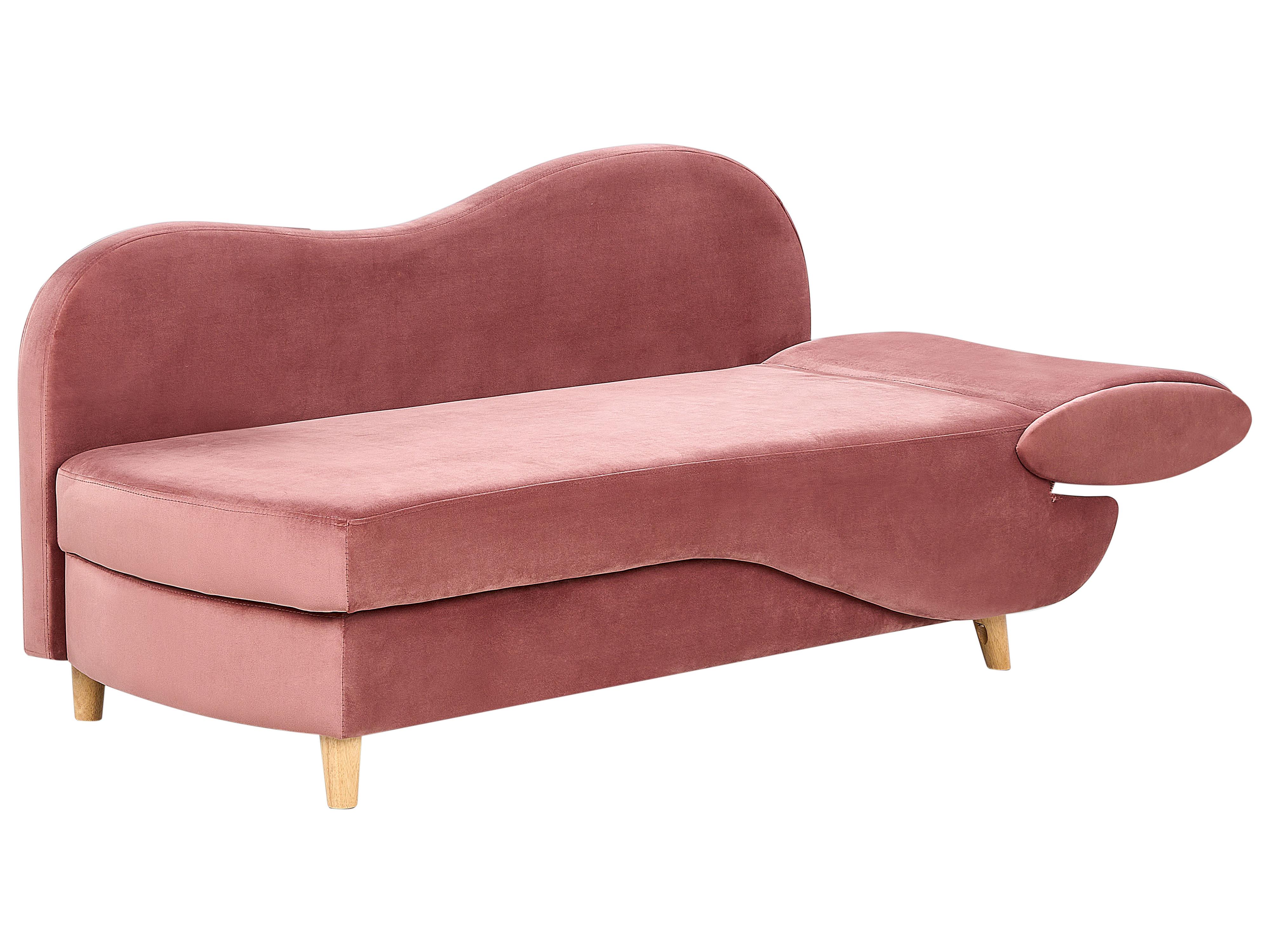 Rechtszijdige chaise longue MERI Fluweel Roze met opbergruimte