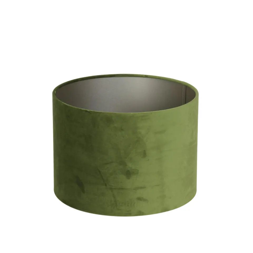Cilinder Lampenkap Velours - Olive Green - Ø30x21cm