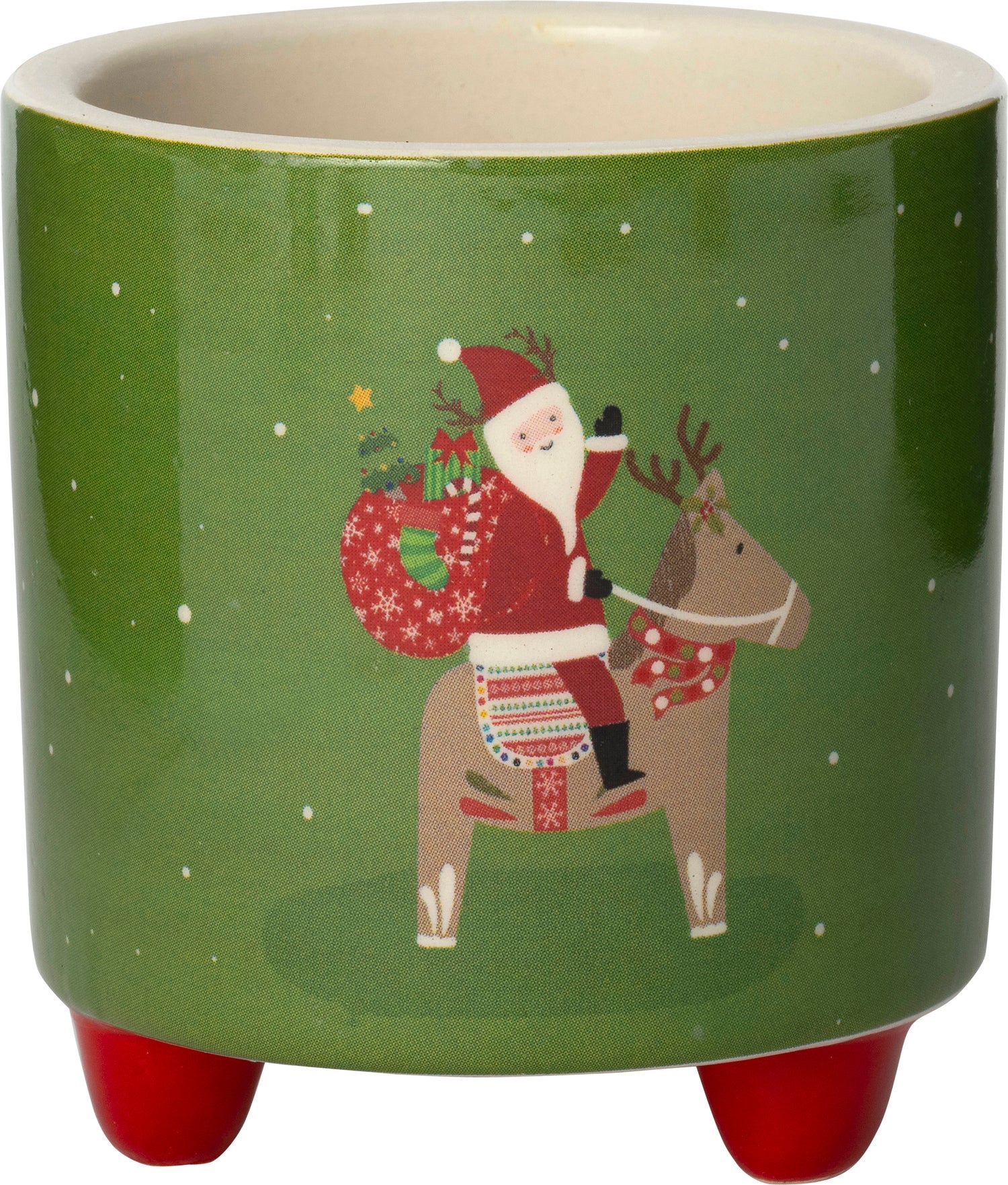 Intratuin bloempot op poten Yule groen D 7,3 H 7,7 cm