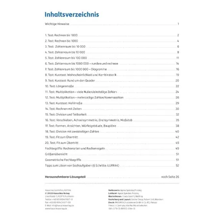 Hauschka Verlag Tests in Mathe Lernzielkontrollen 4. Klasse