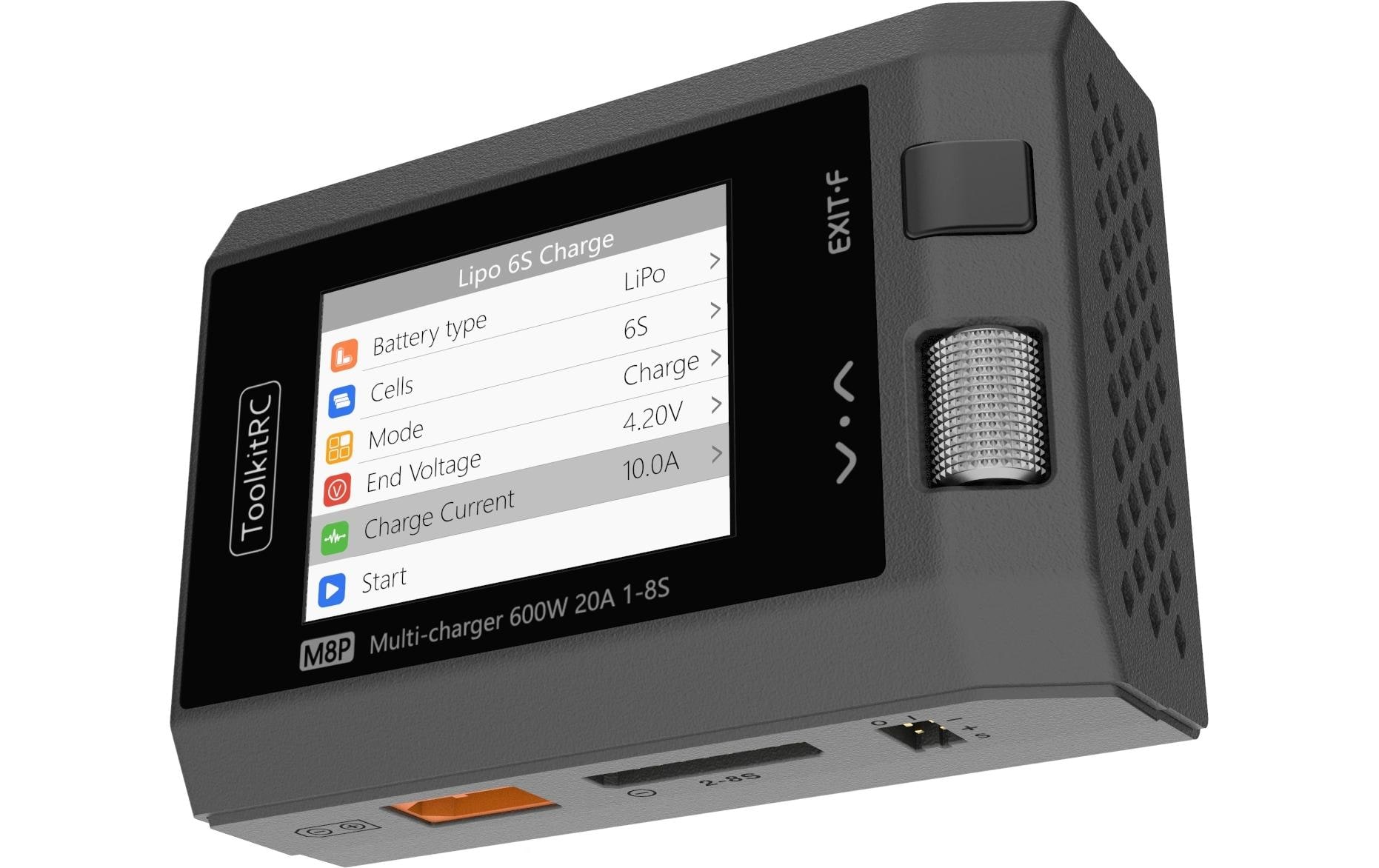 Ladegerät M8P 1-8S, DC 600WUniverselles DC Modellbau-Ladegerät für Lithium und NiMH Akkus