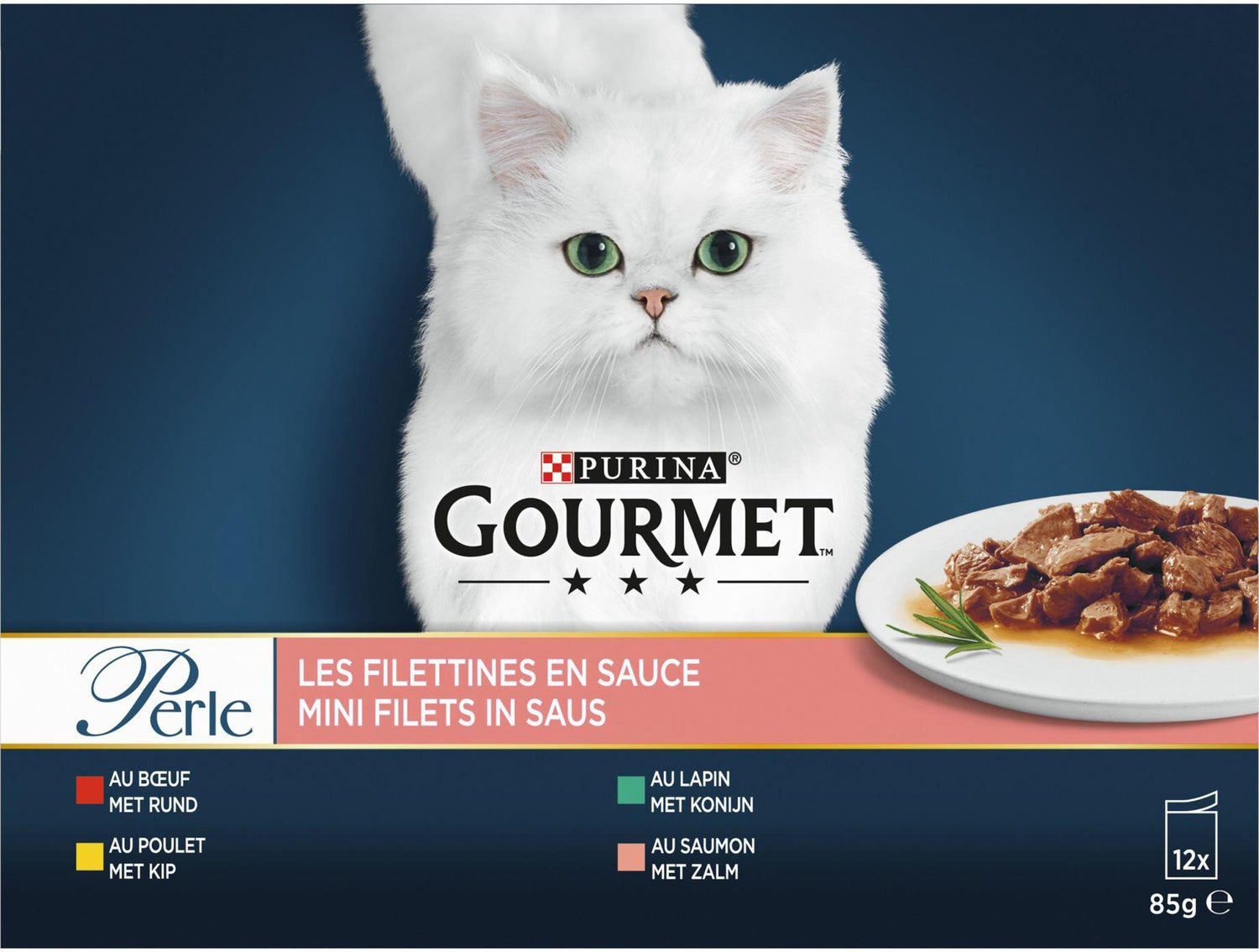 Gourmet natvoer Perle meerdere smaken 85 gram 12 stuks