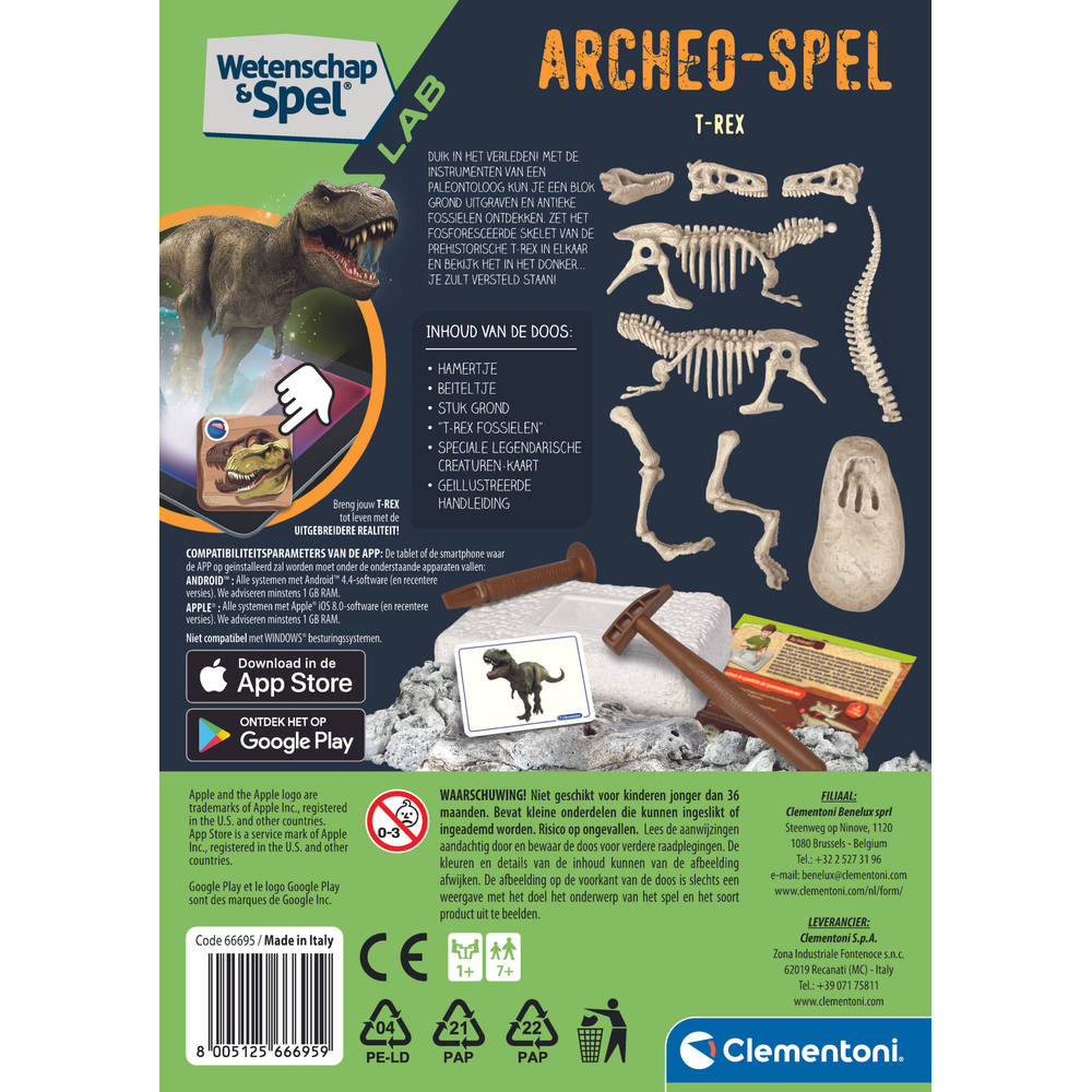 Clementoni Archeospel T-rex fluoriserend