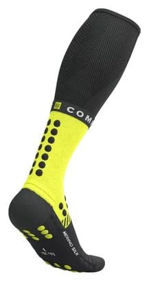 Chaussettes Compressport Full Winter Run Noir/Jaune Fluo
