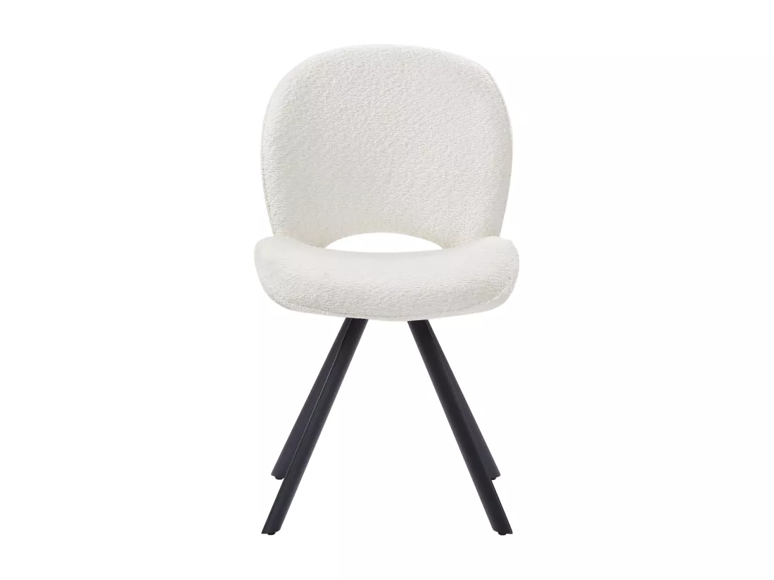 Lot de 6 chaises en tissu bouclette et métal noir - Blanc - DORNELA