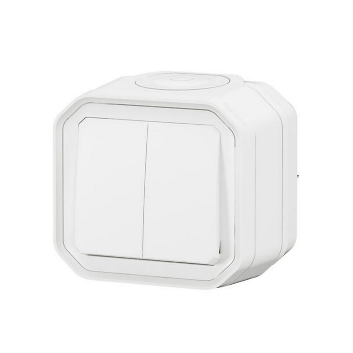 Double interrupteur Legrand Plexo blanc en saillie