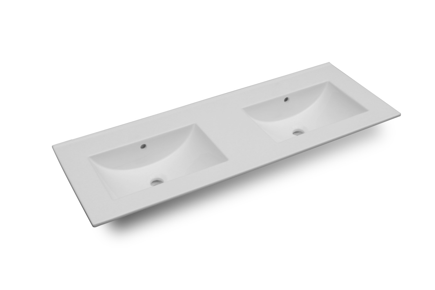 Fontana Latina dubbele keramische wastafel 120cm zonder kraangaten wit glans