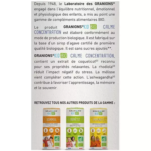 Granions Kid Organic Calm and Concentration 125ml