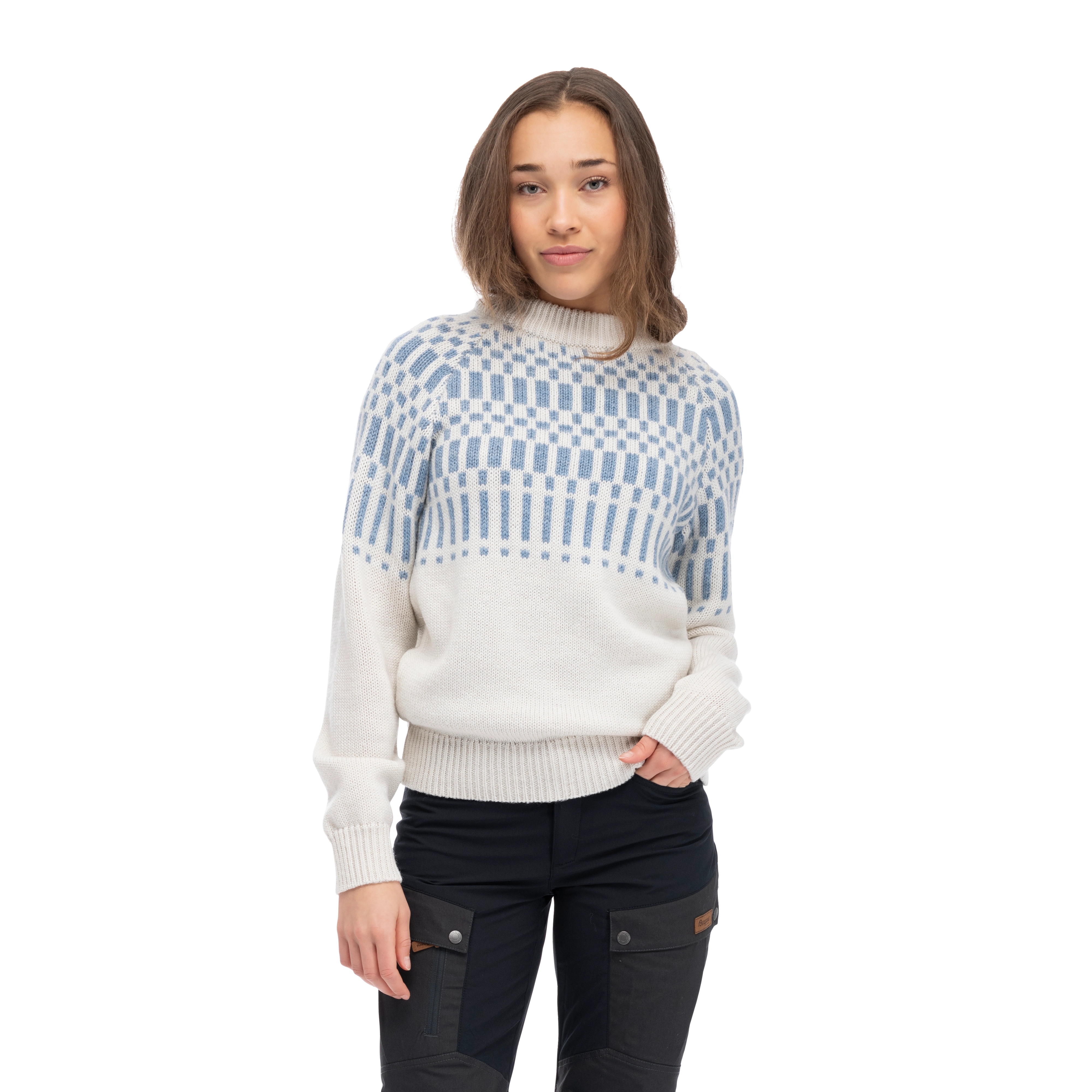 Nordmarka Merino Jumper Women Vanilla White / Husky Blue