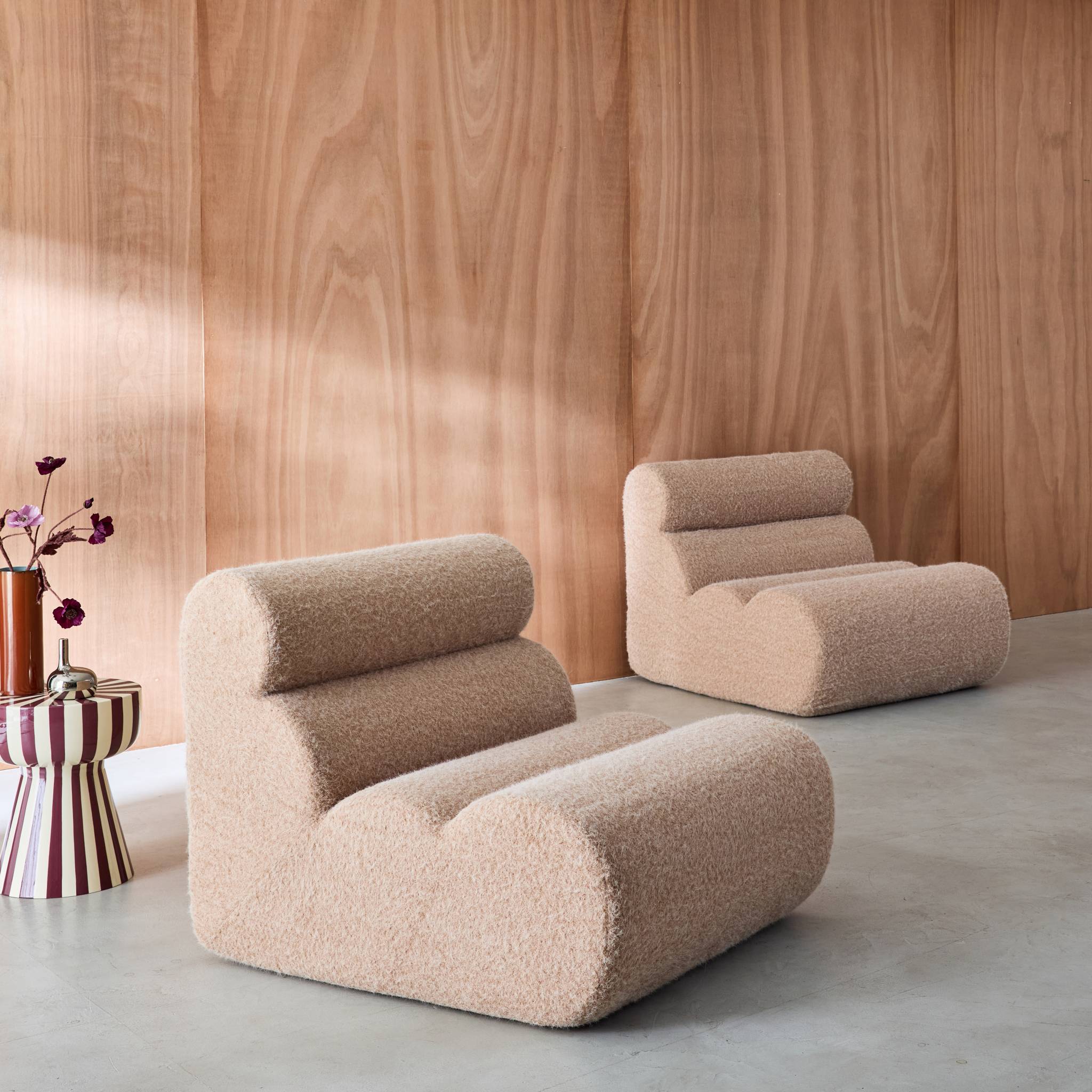 sweeek - Stoffen fauteuils effect alpaca 1 zitplaats (set van 2)