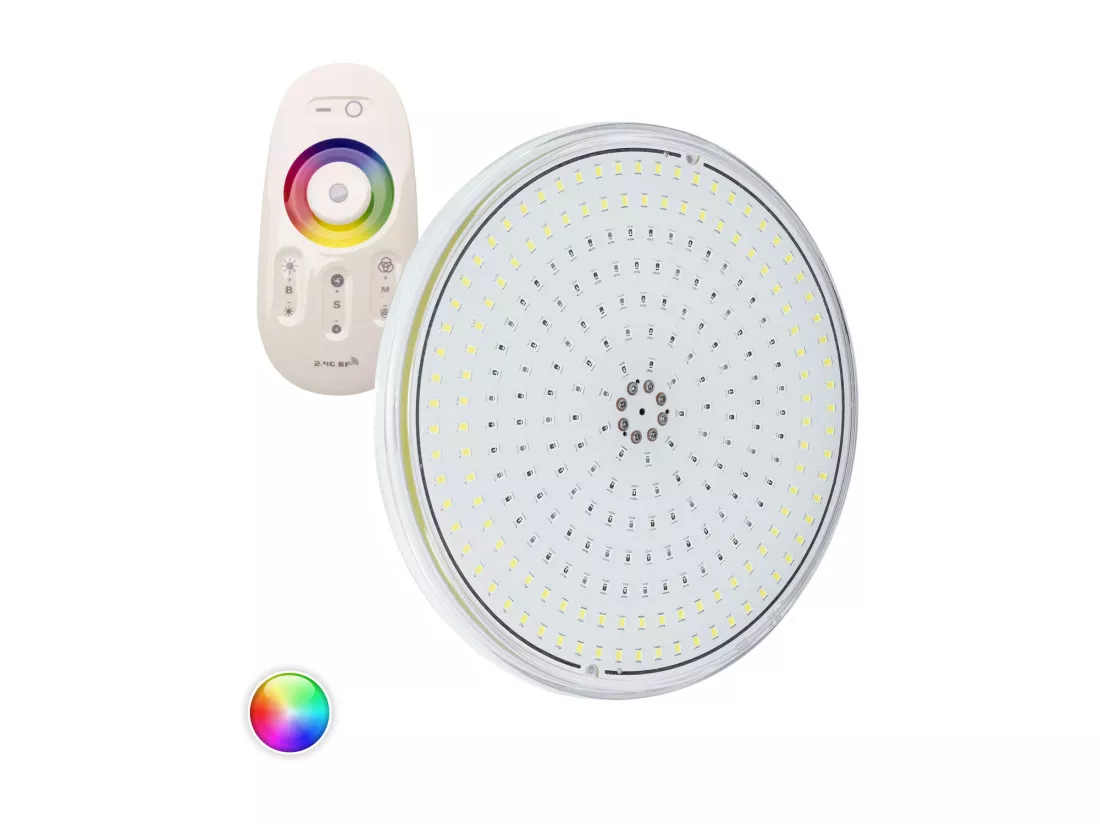 Ampoule LED Piscine Slim Submersible PAR56 RGBW 12V DC 20W IP68 RGBW avec télécommande