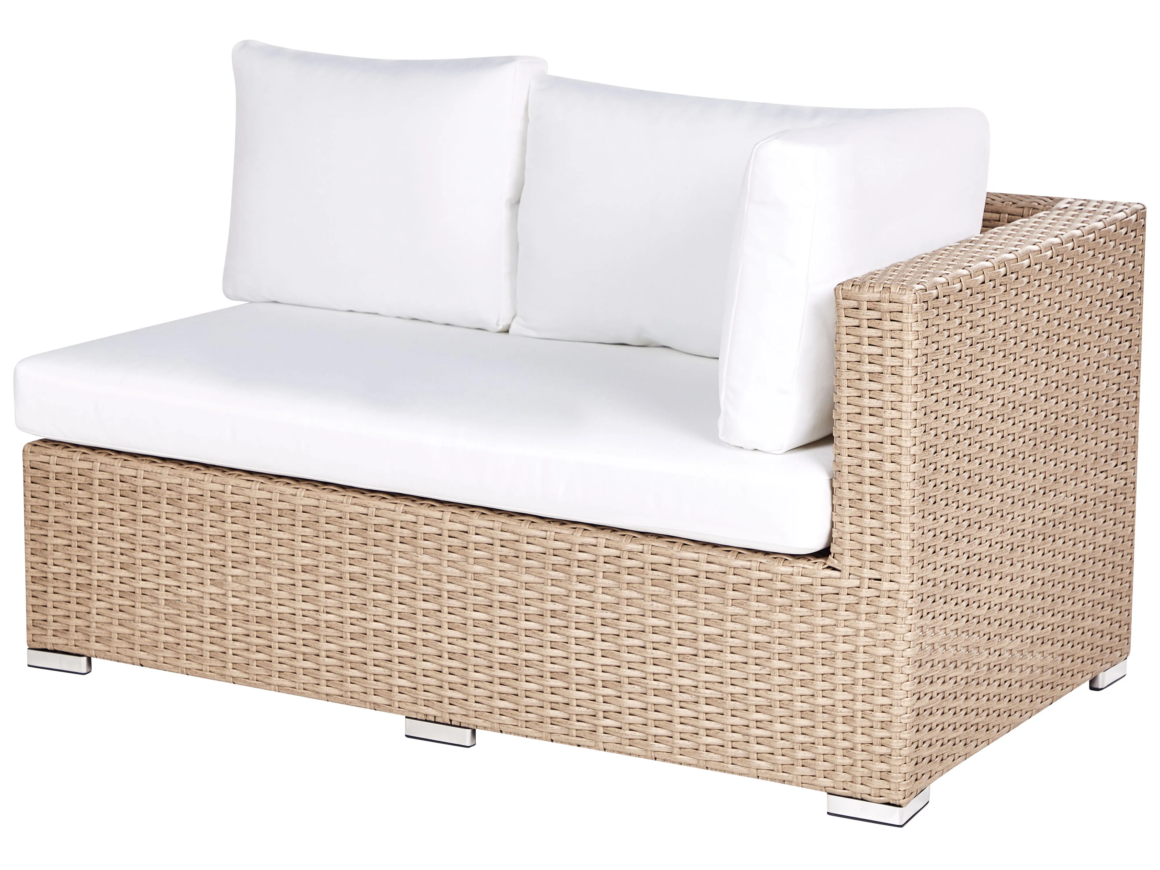 Loungeset met tafel 8-zits XXL rechtszijdig modulair PE rotan Zandbeige