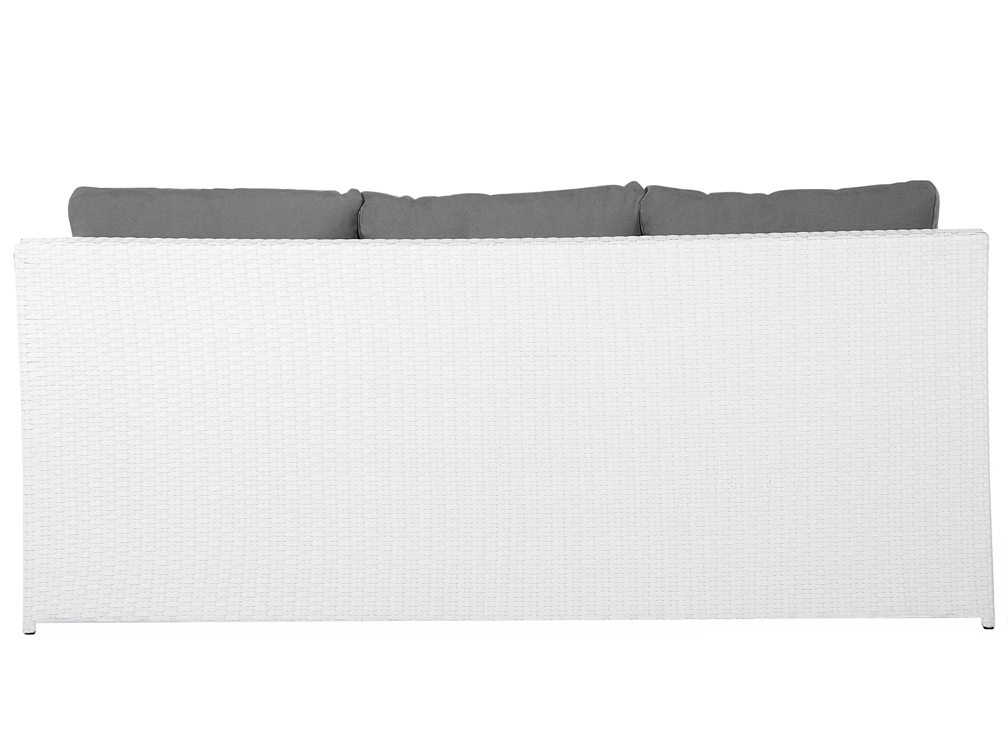 Loungeset met tafel en ottomaan 6-zits ROMA PE rotan Wit