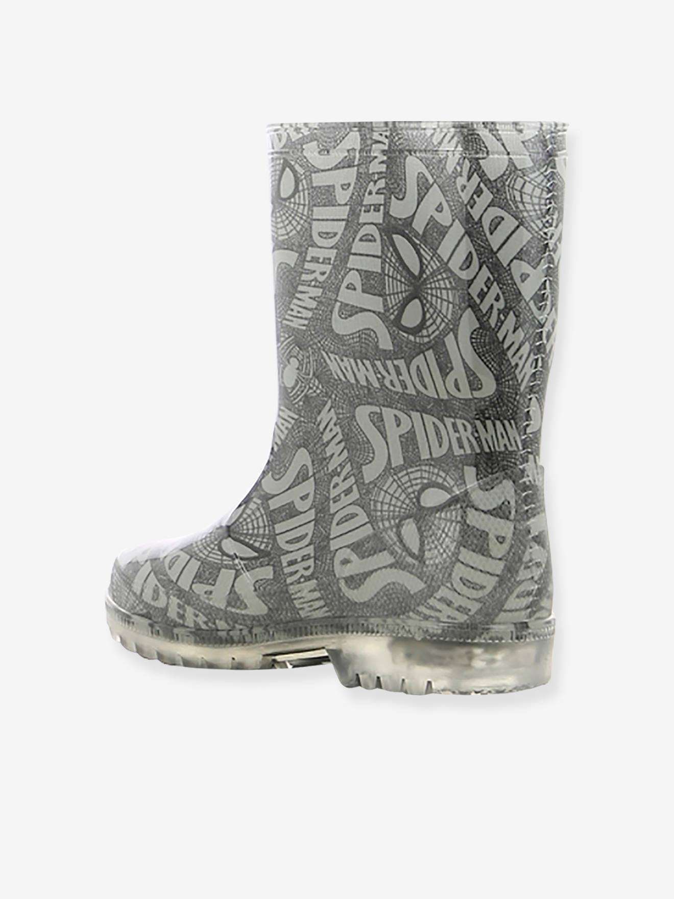 Botas de chuva cinza-claro com estampa do Homem-Aranha® e sola luminosa.