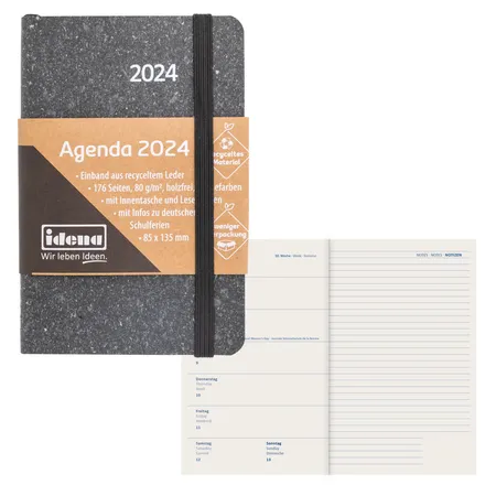 Idena Agenda Mini 2024 flexi grau FSC-Mix