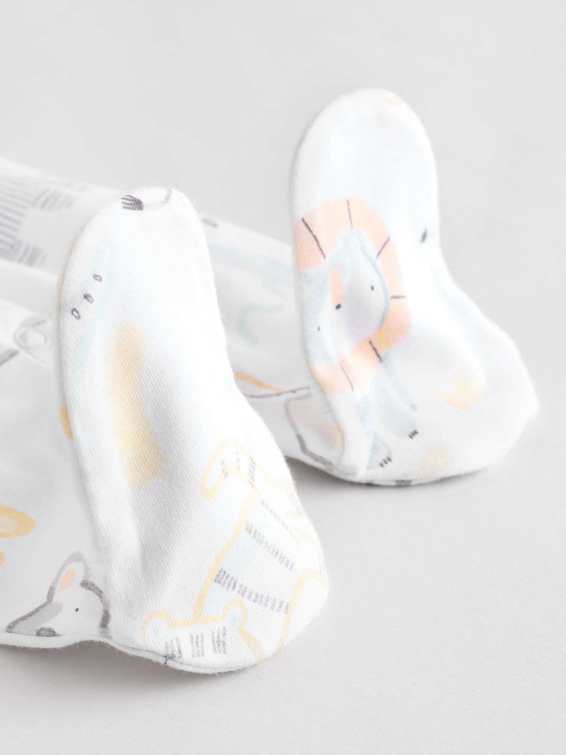 Wit - Dierenprint babypyjama's van 100% katoen, 3 stuks (0-2jaar)