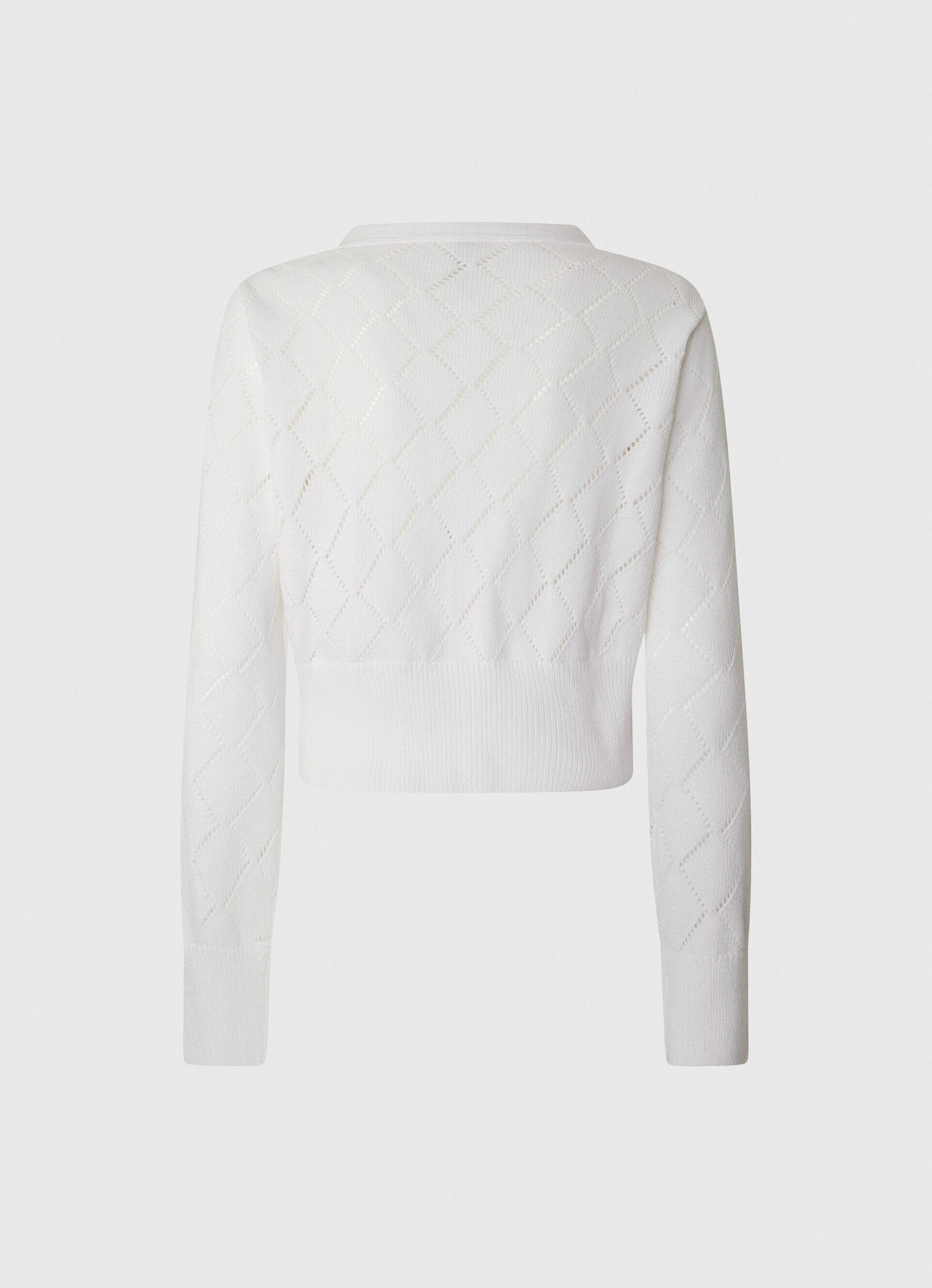 Cardigã de algodão com flores bordadas - branco